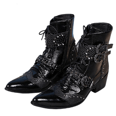 Leather Cowboy Boots Motorcycle Riding Boots Western Style Boots for Men