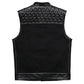 Soa Leather and Fabric Biker Vest Mens Motorcycle Riding Jacket