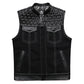 Soa Leather and Fabric Biker Vest Mens Motorcycle Riding Jacket