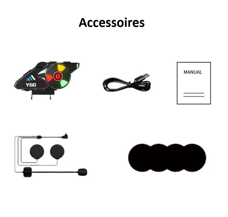 Waterproof Bluetooth Motorcycle Intercom Y60 Wireless Helmet Communicator