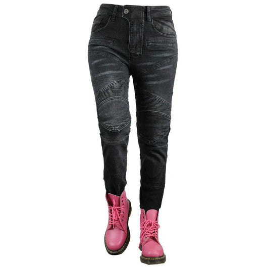 Womens Reinforced Motorcycle Jeans Durable Biker Denim Pants