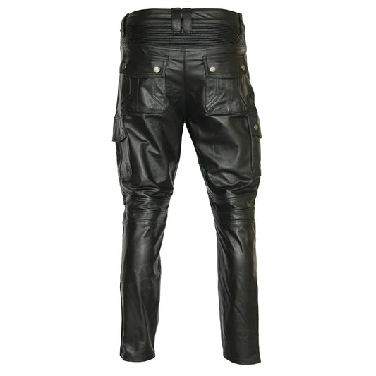 Mens Leather Motorcycle Riding Pants Biker Trousers