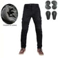 Black Motorcycle Jeans with Fleece Lining Thermal Biker Denim Pants