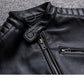 Mens Black Leather Biker Jacket Perfecto Style Motorcycle Coat