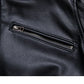 Mens Black Leather Biker Jacket Perfecto Style Motorcycle Coat