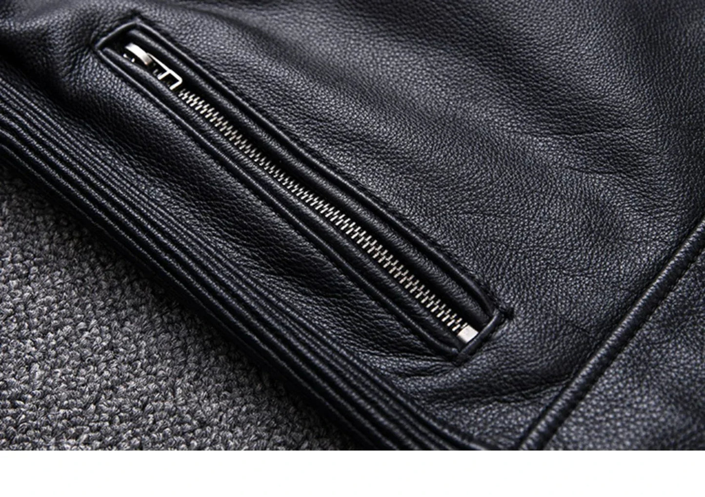 Mens Black Leather Biker Jacket Perfecto Style Motorcycle Coat