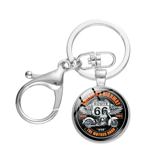 Route 66 Motorcycle Keychain Classic Biker Gift