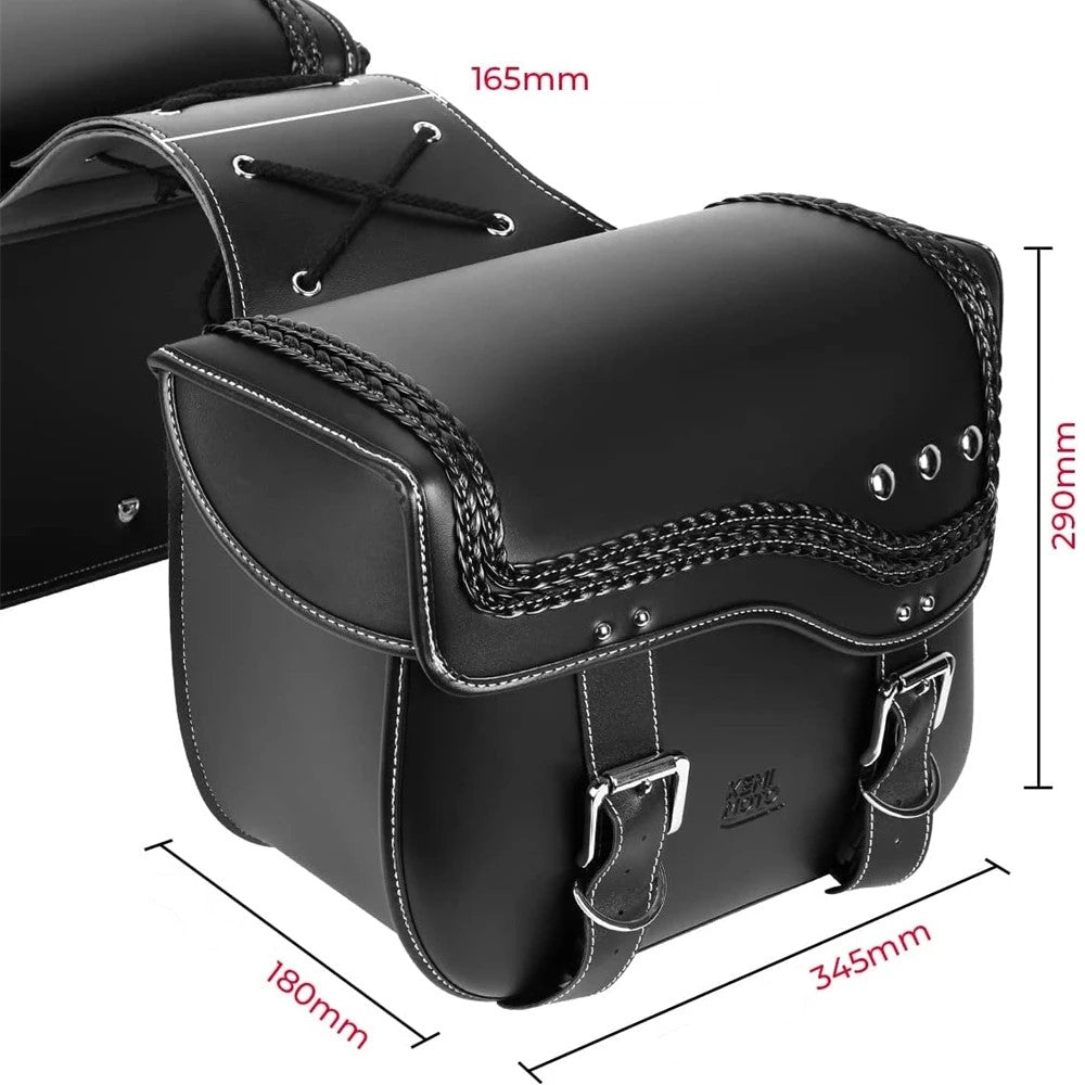 Waterproof 30L Leather Motorcycle Saddle Side Bag