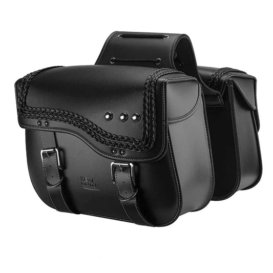 Waterproof 30L Leather Motorcycle Saddle Side Bag