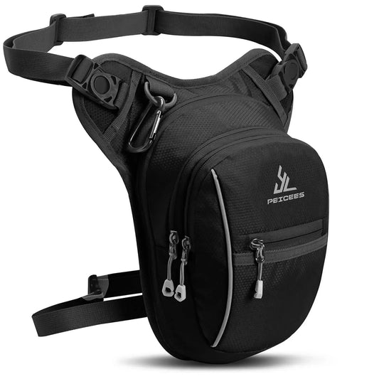 Black Leg Bag for Men and Women Adjustable Thigh Pouch Crossbody Pack