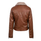Womens Biker Jacket with Sherpa Collar