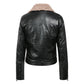Womens Biker Jacket with Sherpa Collar