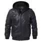 Mens Hooded Biker Jacket Lightweight Motorcycle Hoodie Outerwear