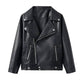 Womens Black Biker Jacket Leather Motorcycle Coat