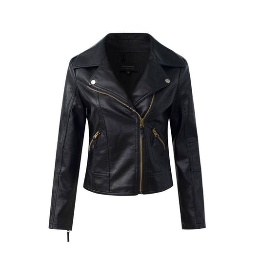 Womens Biker Jacket Regina Leather Moto Coat