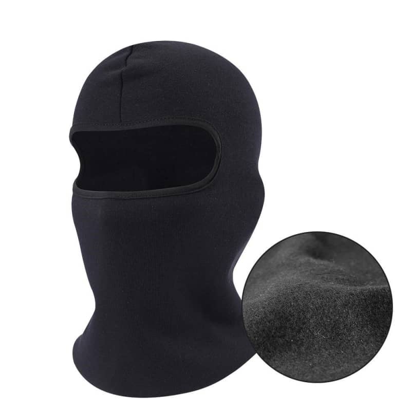 Black Fleece Motorcycle Balaclava Helmet Liner Face Mask Thermal Winter Riding Gear
