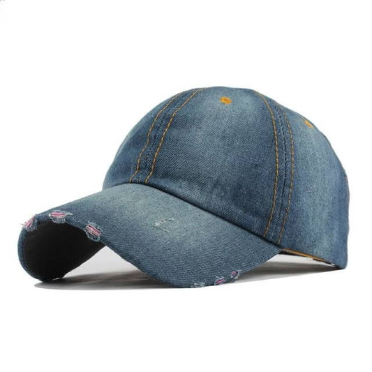 Vintage Washed Denim Motorcycle Cap