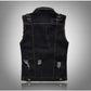 Ripped Denim Biker Vest for Men