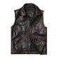 Brown Leather Biker Vest Mens Motorcycle Jacket Sleeveless