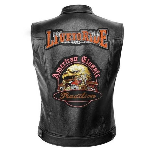 Classic American Biker Vest for Men Vintage Motorcycle Jacket Style