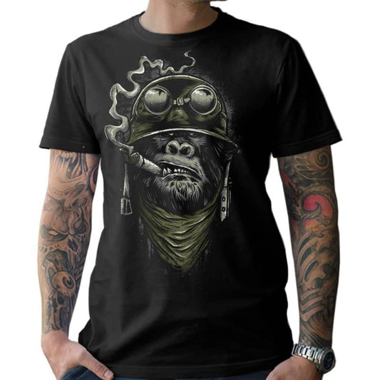Biker T-Shirt Gorilla Motorcycle Rider Tee