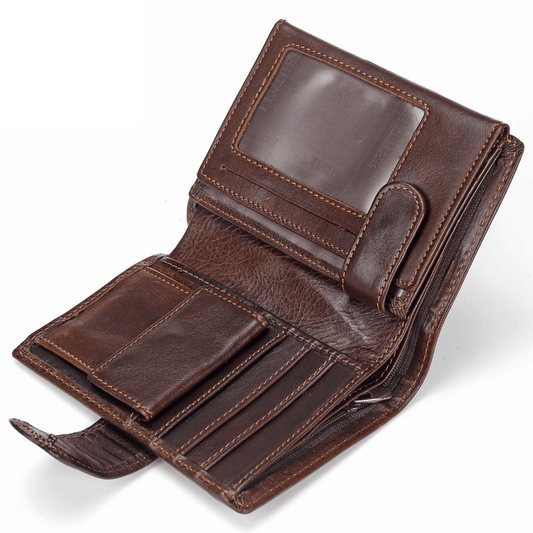 Leather Biker Wallet Mens Motorcycle Riding RFID Blocking Wallet