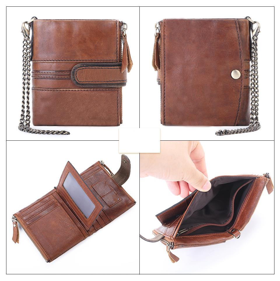 RFID Biker Wallet Durable Leather Motorcycle Wallet Mens RFID Blocking Wallet