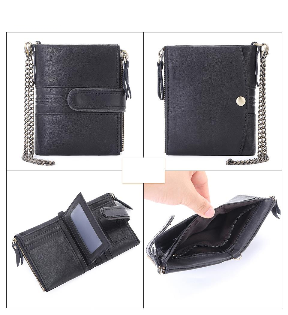 RFID Biker Wallet Durable Leather Motorcycle Wallet Mens RFID Blocking Wallet