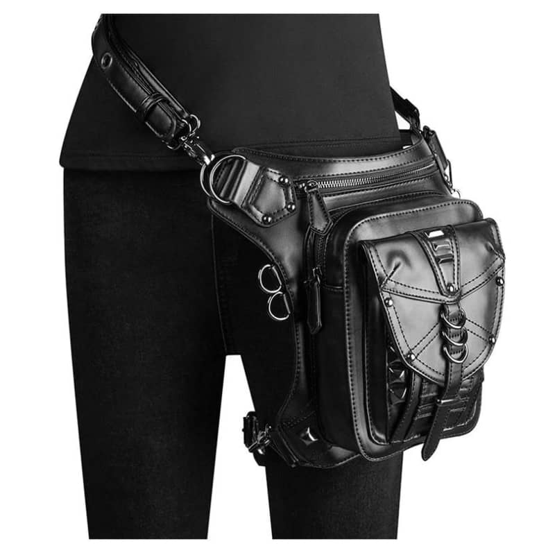 Womens Leather Motorcycle Thigh Bag Adjustable Riding Leg Purse