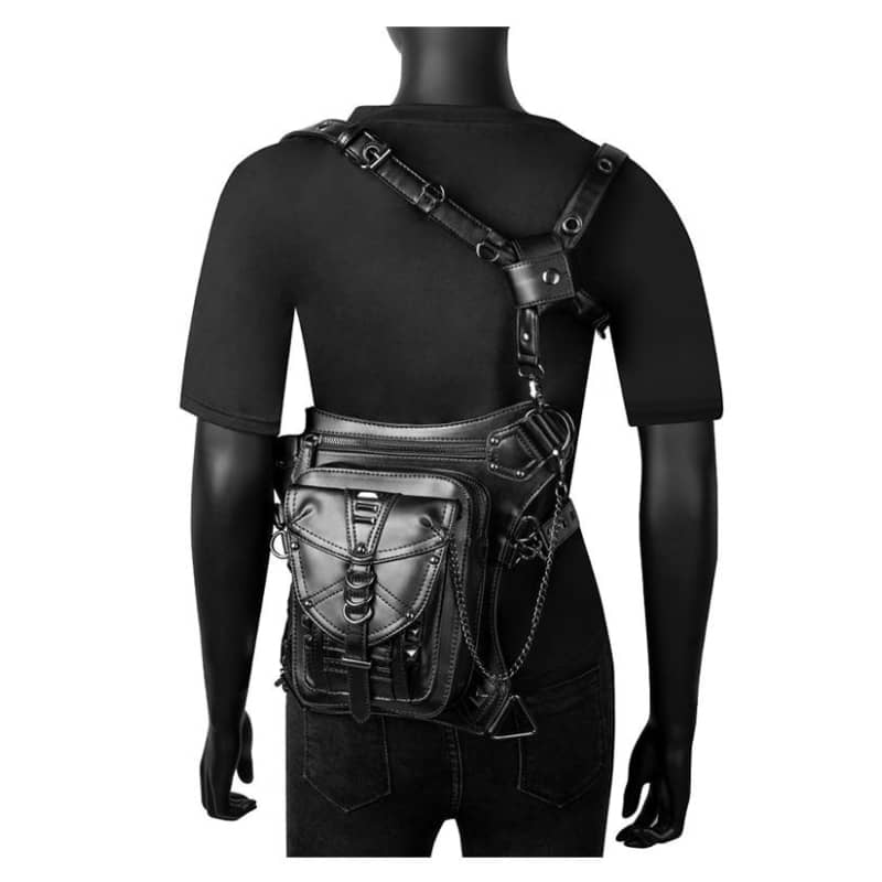 Womens Leather Motorcycle Thigh Bag Adjustable Riding Leg Purse