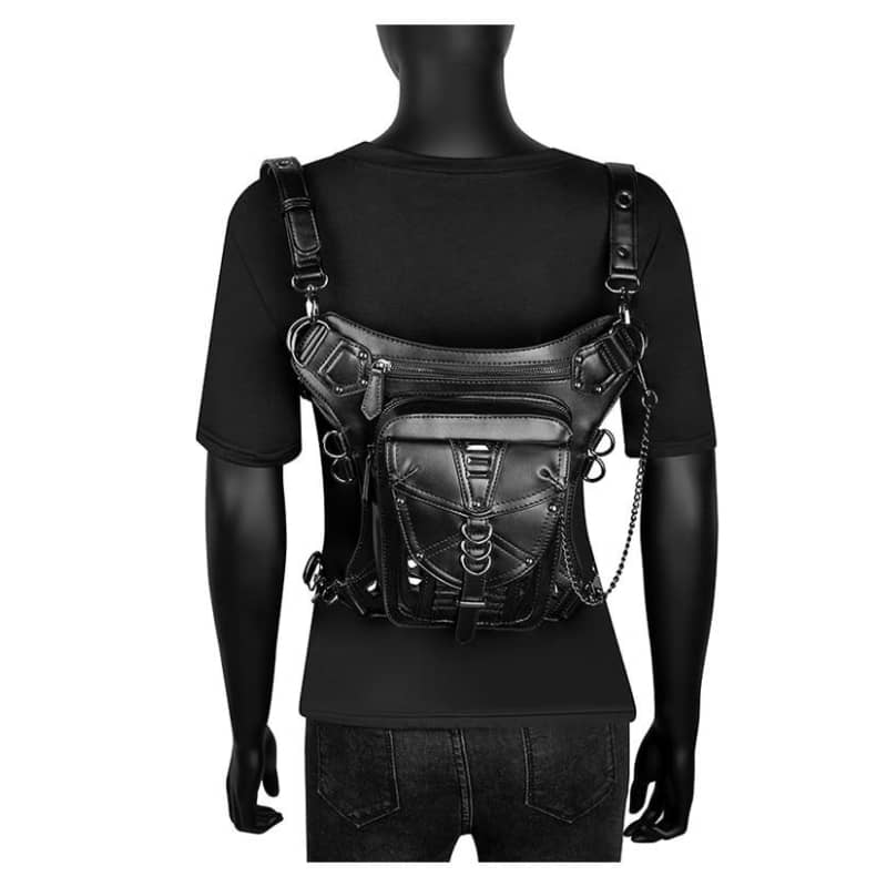 Womens Leather Motorcycle Thigh Bag Adjustable Riding Leg Purse