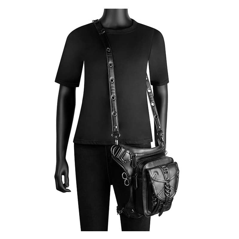 Womens Leather Motorcycle Thigh Bag Adjustable Riding Leg Purse