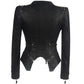 Womens Biker Style Moto Jacket Leather Look Motorcycle Coat
