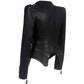 Womens Biker Style Moto Jacket Leather Look Motorcycle Coat