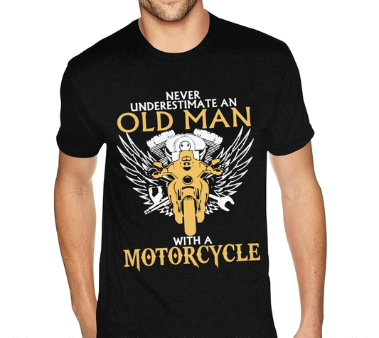 Vintage Biker T-Shirt Old Man Motorcycle Rider Tee