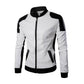 Mens Black and White Moto Biker Jacket