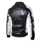 Mens Black and White Moto Biker Jacket