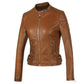 Womens Brown Moto Biker Jacket Leather Style
