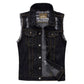 Ripped Denim Biker Vest for Men
