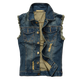Ripped Denim Biker Vest for Men