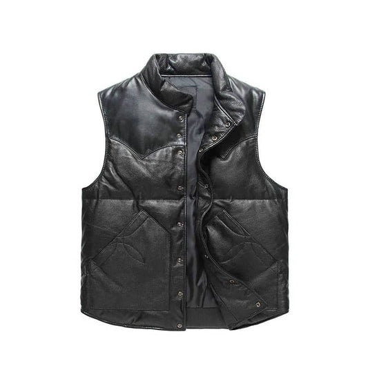 Mens Leather Biker Vest Motorcycle Vest HRAPP